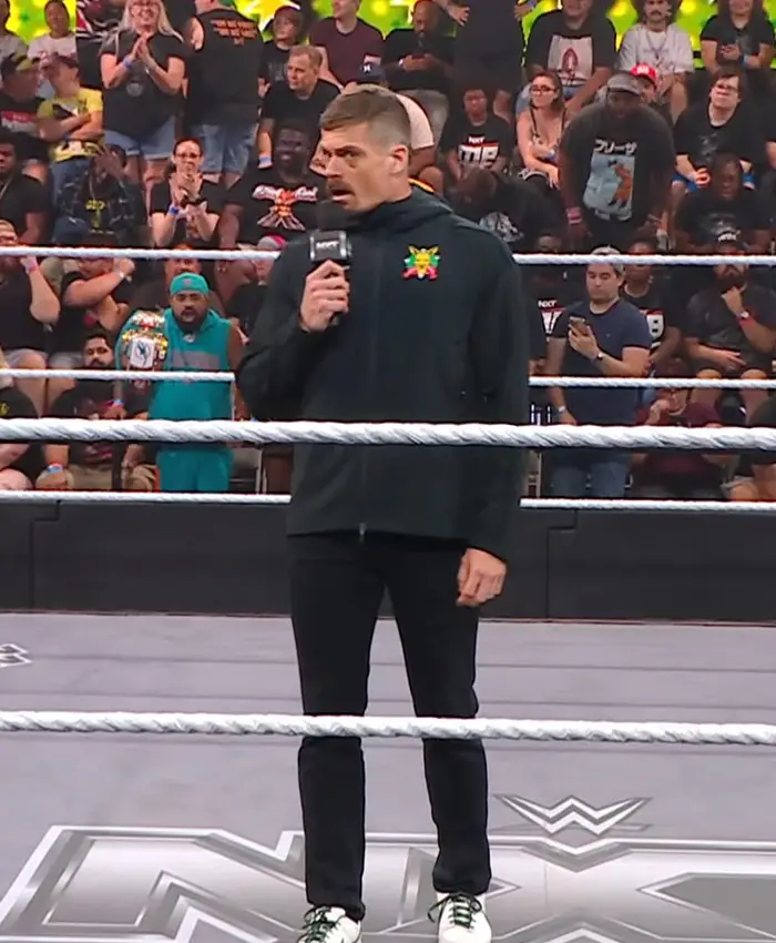 Grayson Waller WWE NXT Stay Real Fleece Black Hooded Jacket front view