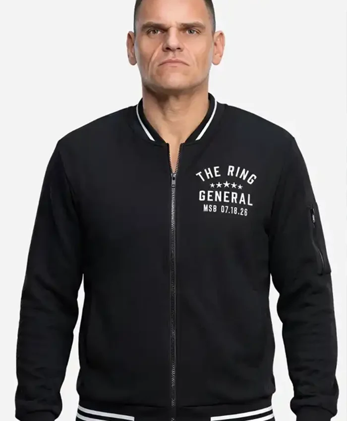 Gunther SummerSlam 2026 Black Bomber Jacket front view with WWE-inspired design