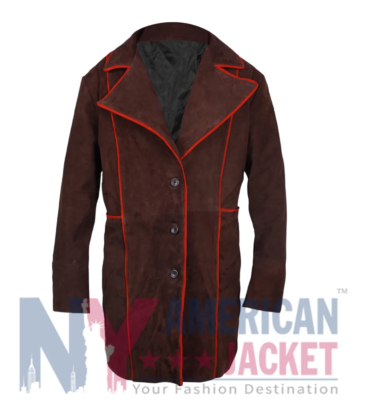 Halloween Johnny Depp Alice in Wonderland Brown Suede Leather Mad Hatter Coat for Men