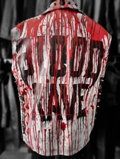 Halloween MIW Blood Rave Leather Vest with sleeveless style, three outside pockets, and premium leather