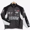 Halloween Marvel Venom Moto Black Cotton Biker Bomber Jacket front view