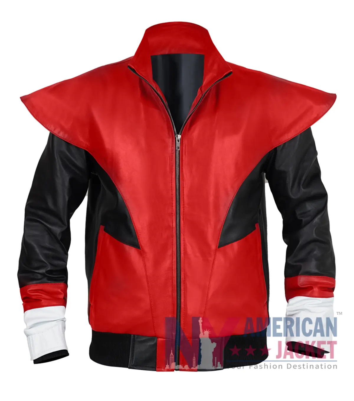 Halloween Nightcrawler Cosplay X‑Men Red And Black Biker Leather Jacket front view
