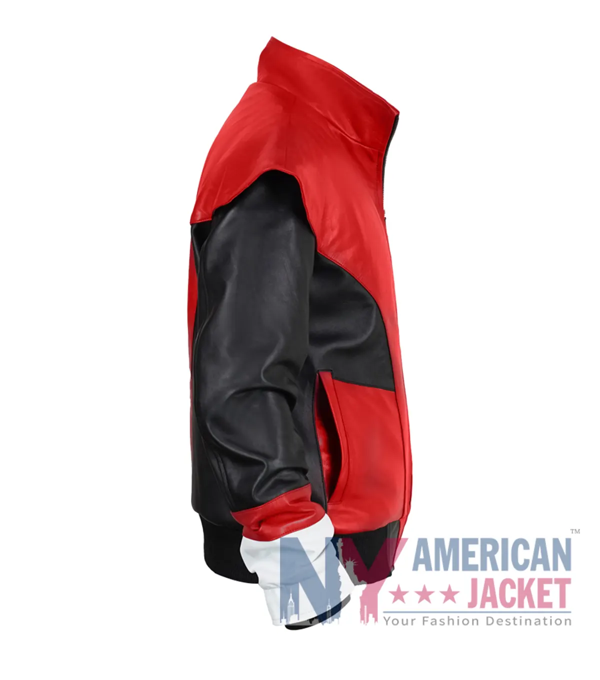 Halloween Nightcrawler Cosplay X‑Men Red And Black Biker Leather Jacket side view