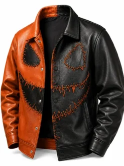 Halloween-Pumpkin-Black-and-Orange-Leather-Jacket