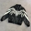 Halloween Purple Place Super Spider Venom Black Leather Jacket Front view