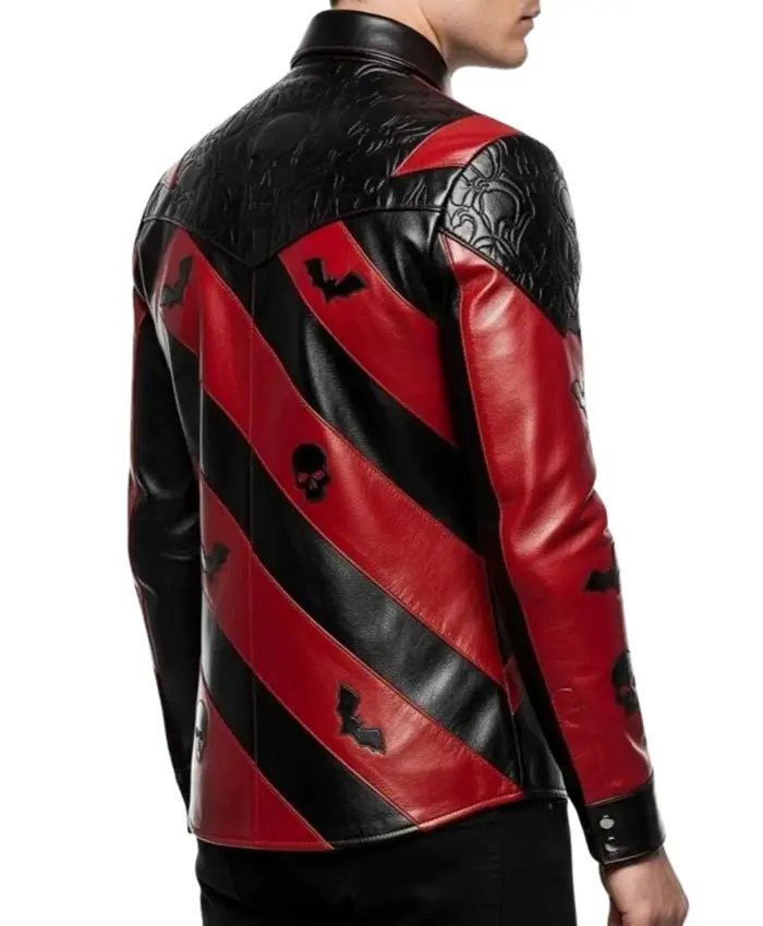 Halloween-Skull-Bat-Red-Black-Leather-Gothic-Cosplay-Jacket-Back