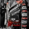 Halloween Somewhat Damaged Punk Biker Black Leather Jacket Genuine Leather and Viscose Lining