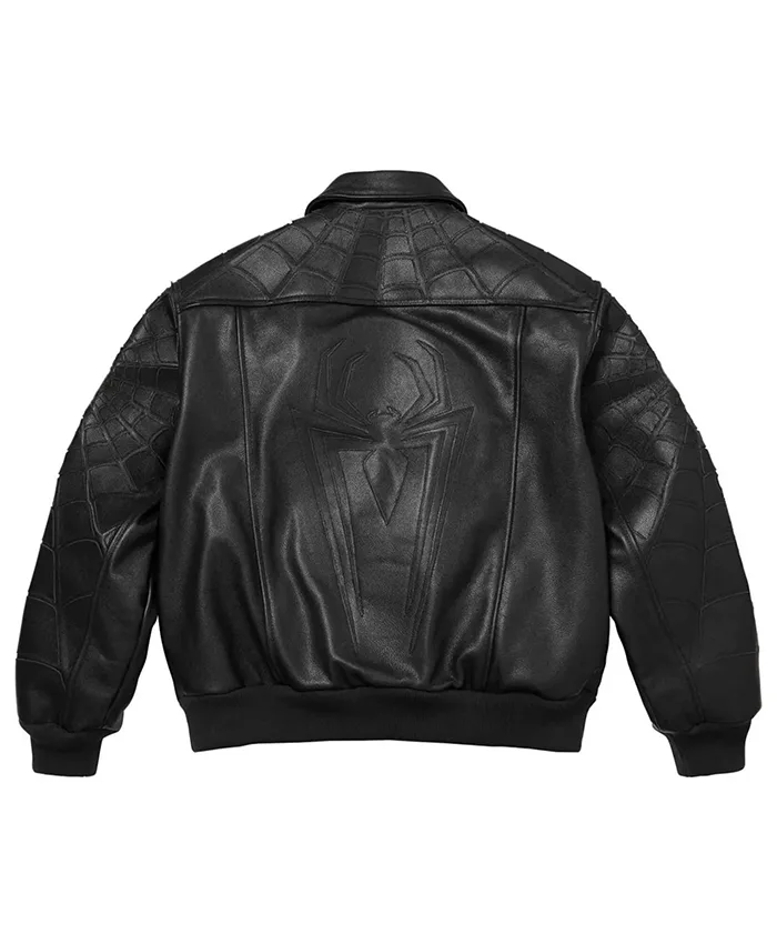 Halloween Spider-Man Brand New Day Black Leather Cosplay Jacket with Rib-Knitted Cuffs and Full Sleeves