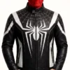 Halloween Spider-Man Brand New Day Inspired Black Leather Cosplay Costume Jacket front view