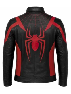Halloween Spider-Man Brand New Day Inspired Cosplay Costume Red Leather Jacket back view