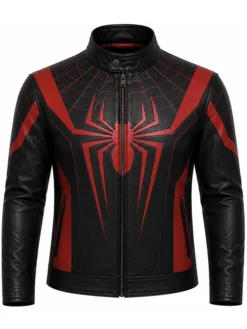 Halloween Spider-Man Brand New Day Inspired Red Leather Cosplay Costume Jacket front view