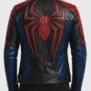 Halloween Spider-Man Cosplay Black Red Blue Biker Cafe Racer Leather Jacket back view