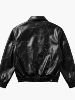 Halloween Spider-Man Superhero Cosplay Street Black Leather Jacket back view