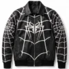 Halloween Spider-Man Symbiote Black Leather Cosplay Costume Jacket front view