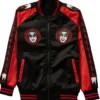 Halloween WWE Danhausen 2026 Black And Red Full-Zip Satin Jacket front view