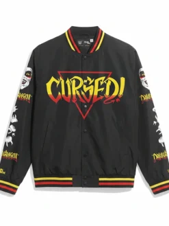 Halloween WWE Danhausen 2026 Black Full-Snap Satin Fanimation Jacket front view