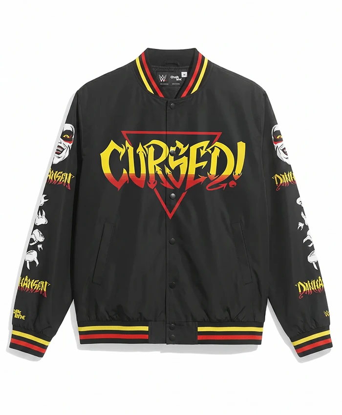 Halloween WWE Danhausen 2026 Black Full-Snap Satin Fanimation Jacket front view
