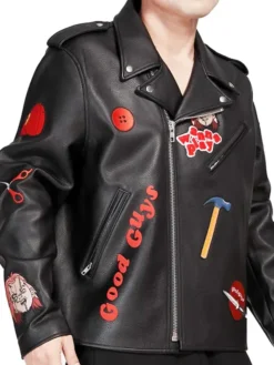 Halloween-x-Chucky-Good-Guys-Black-Biker-Leather-Jacket-Side-View