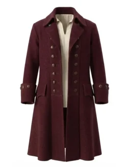 Halloween-x-Pirate-Wool-Swashbuckler-Trench-Coat-On-Sale-Maroon