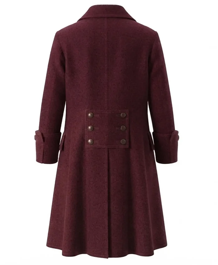 Halloween-x-Pirate-Wool-Swashbuckler-Trench-Coat-On-Sale-Maroon-Back