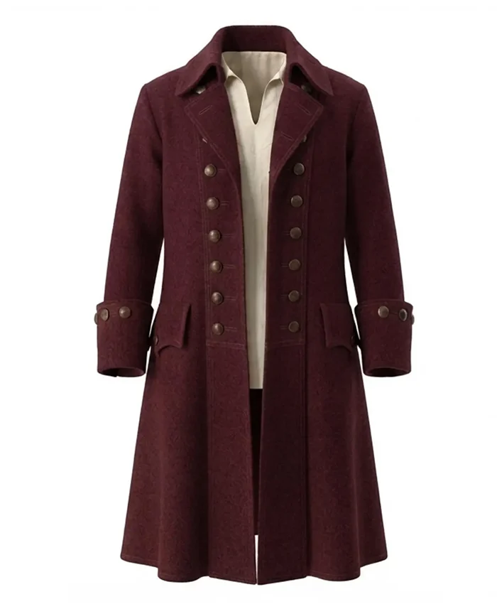 Halloween-x-Pirate-Wool-Swashbuckler-Trench-Coat-On-Sale-Maroon