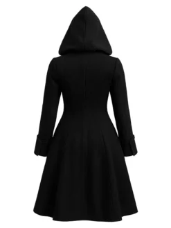 Halloween-x-Steampunk-Gothic-Black-Wool-Hooded-Coat-For-Men-and-Women-Back-View
