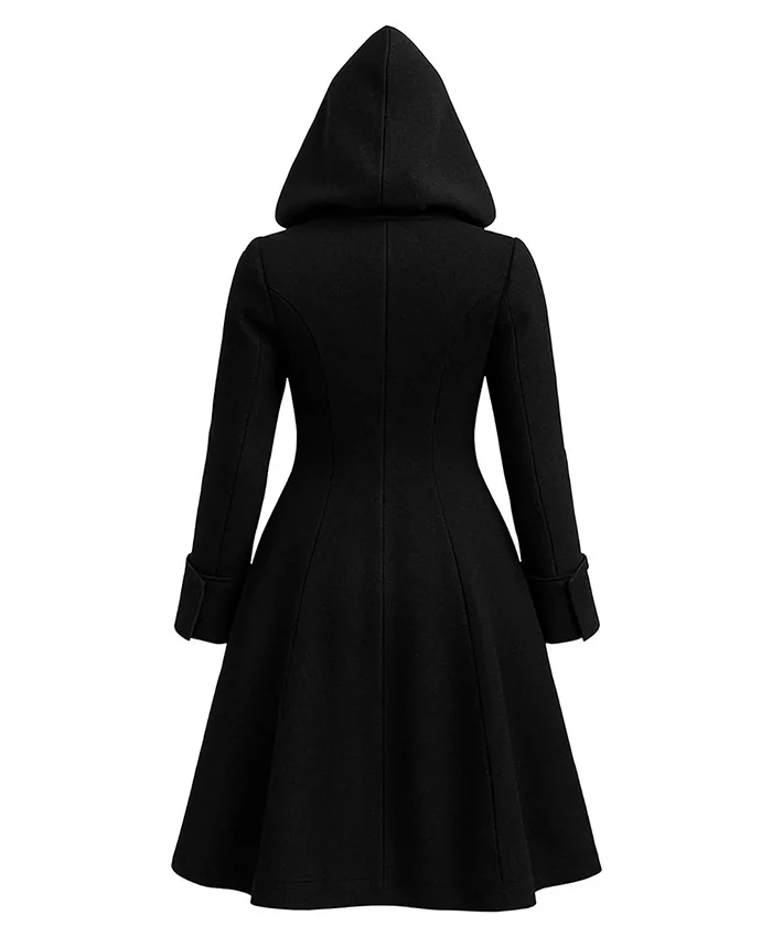 Halloween-x-Steampunk-Gothic-Black-Wool-Hooded-Coat-For-Men-and-Women-Back-View