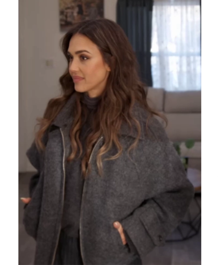 Honest-Renovations-S04-Jessica-Alba-Grey-Wool-Jacket