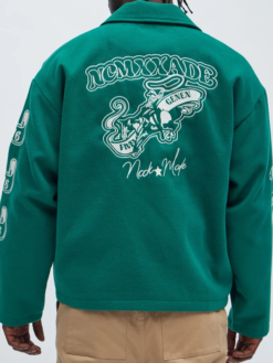 Independence Green Wool Varsity Jacket Back