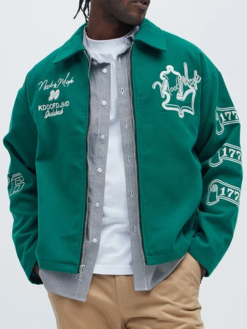 Independence Kelly Green Wool Varsity Jacket For Men