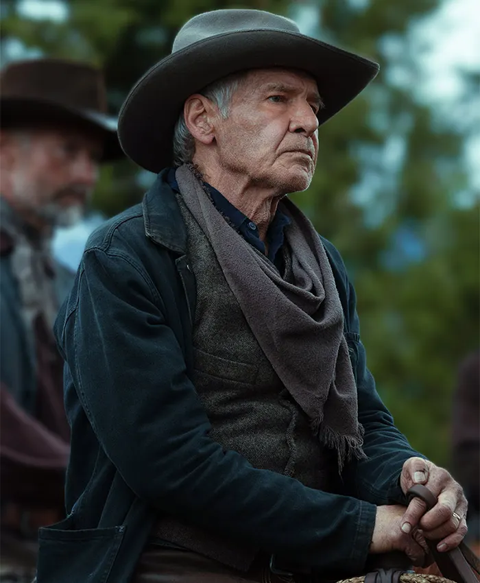 Jacob Dutton Series Yellowstone 1923 Harrison Ford Black Cotton Jacket sale