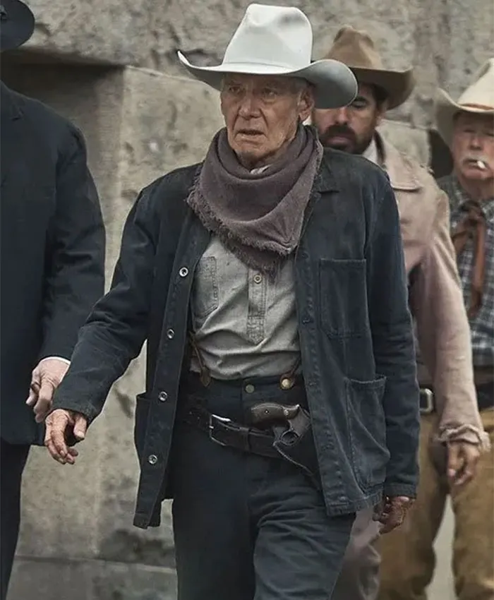 Jacob Dutton TV-Series Yellowstone 1923 Harrison Ford Black Cotton Jacket front view