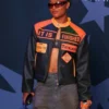 Jaedyn-Shaw-It-Is-Finished-Black-and-Orange-Leather-Racer-Leather-Jacket-Front