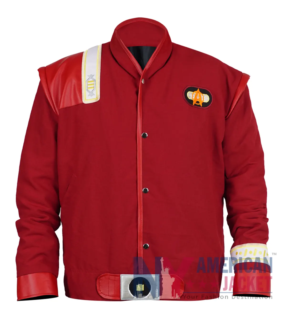James T. Kirk Fictional Character The Final Frontier Star Trek Red Cotton Jacket front view