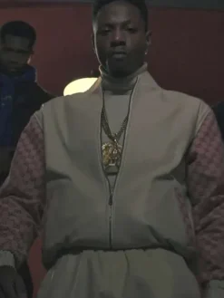 Joey Bada$$ Power Book III Raising Kanan S01 White And Pink Unique Leather Bomber Jacket front view