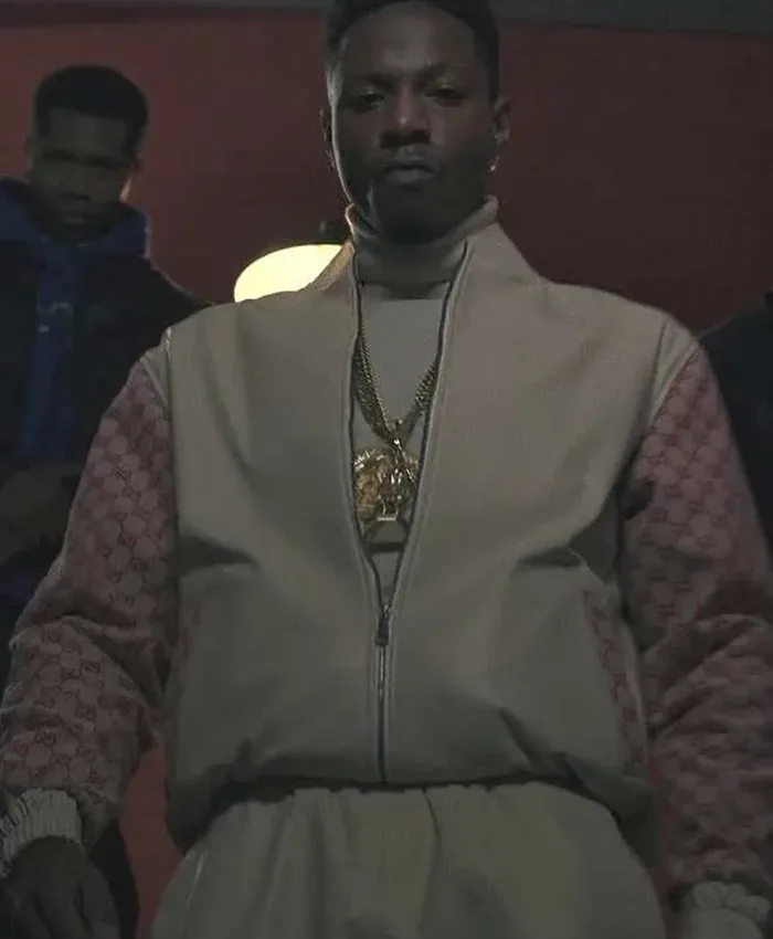 Joey Bada$$ Power Book III Raising Kanan S01 White And Pink Unique Leather Bomber Jacket front view