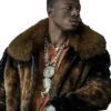 Joey Bada$$ Power Book III Raising Kanan S03 Brown Fur Bomber Jacket view
