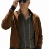 John Armstrong TV Series Lucky S01 Brown Suede Leather Jacket front view