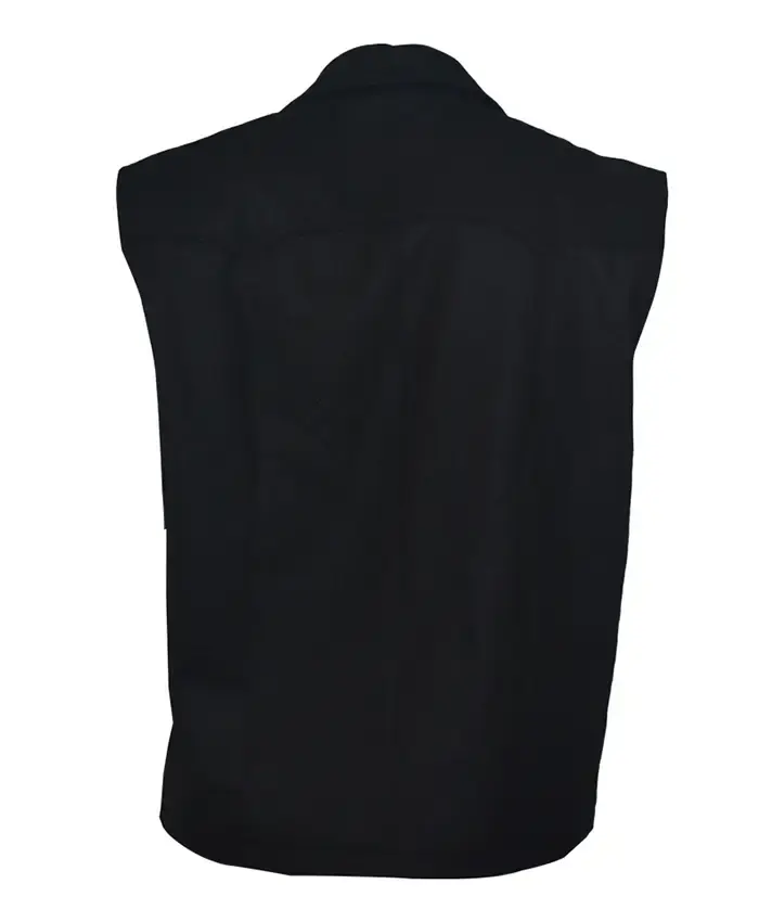 John Dutton TV-Series Yellowstone Black Wool Zip-Up Vest back view