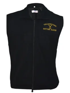 John Dutton TV-Series Yellowstone Black Wool Zip-Up Vest front view
