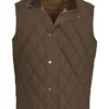 John Dutton TV-Series Yellowstone Brown Polyester Quilted Vest front view