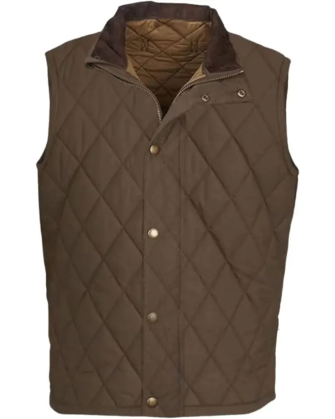 John Dutton TV-Series Yellowstone Brown Polyester Quilted Vest front view