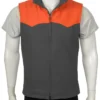 John Dutton TV-Series Yellowstone Grey And Orange Zip-Up Vest front view