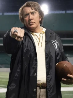 John Madden Madden 2026 Nicolas Cage Las Vegas Raiders Black Satin Jacket front view