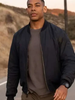 John Stewart TV-Series Lanterns 2026 Aaron Pierre Black Bomber Jacket front view