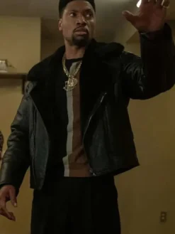 Kanan Marvin Power Book III Raising 2026 Black Shearling Leather Jacket front view