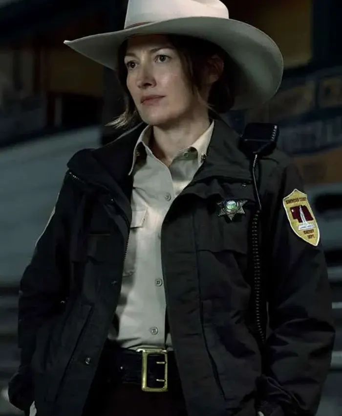 Kelly Macdonald TV-Series Lanterns 2026 Sheriff Kerry Black Cotton Uniform Jacket front view