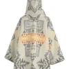 Kelly Reilly Yellowstone Poncho White And Black Wool Blanket Cloak Coat back view