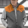 Kevin Costner TV-Series Yellowstone Grey And Orange Zip-Up Vest sale