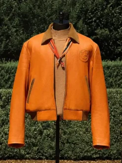 Kith for BMW 2026 Orange Leather Hawthorne Flight Workwear Jacket front view